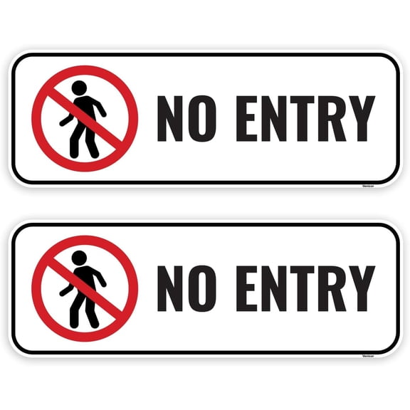 2 Pack No Entry Sign, 12 x 8 Inches - Aluminum - Do Not Enter Restricted Area No Access/Without a frame