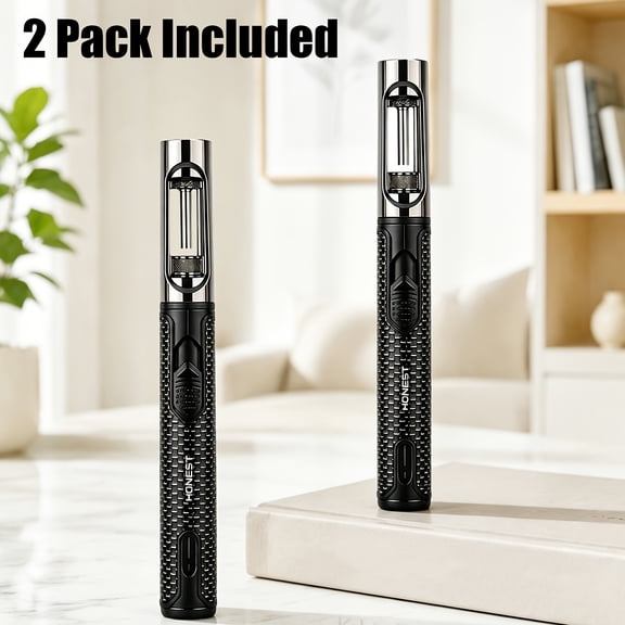 [2 Pack](No Fuel Included) Classic Checkered Long Tube Zinc Alloy Metal Lighter with Effective Heat Dissipation, Windproof Refillable Blue Jet Flame Lighter for Candles, Camping BBQ,