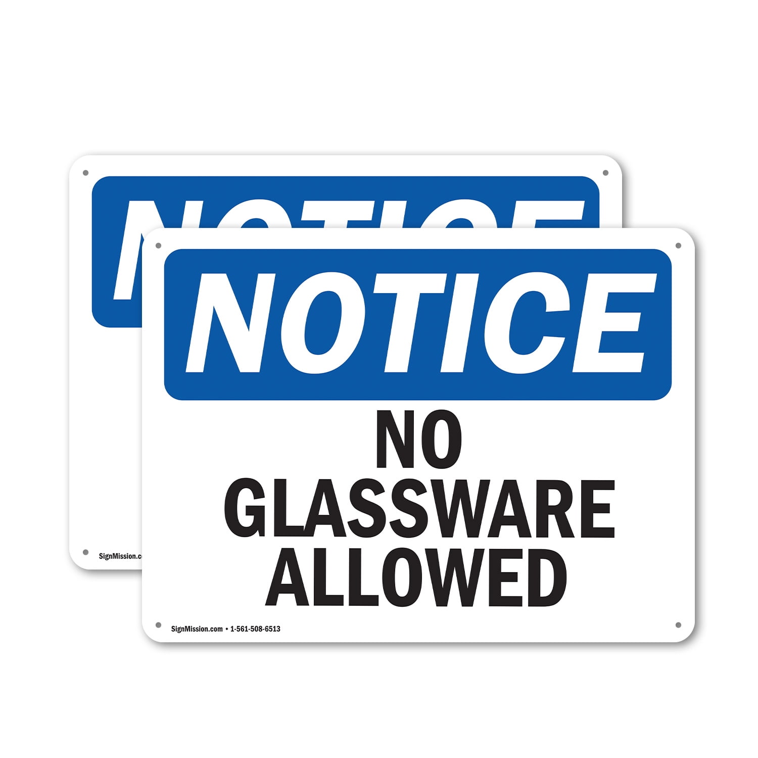 2 Pack No Glassware Allowed Osha Notice Sign 14 Inch X 10 Inch Indoor Outdoor Rust Free