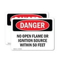 thumbnail image 1 of (2 Pack) No Open Flame Or Ignition Source Within 50 Feet OSHA Danger Sign, 1 of 7
