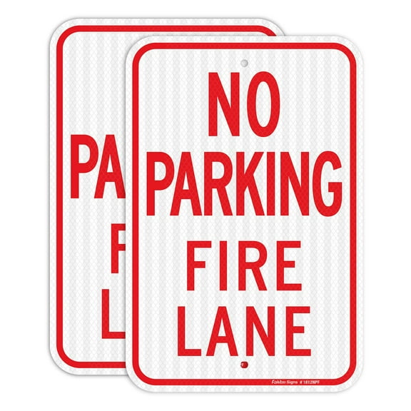 (2 Pack) No Parking Fire Lane Sign, Rust Free, Weather/Fade Resistant, Easy to Install and Read, Size: 12*8 Inches