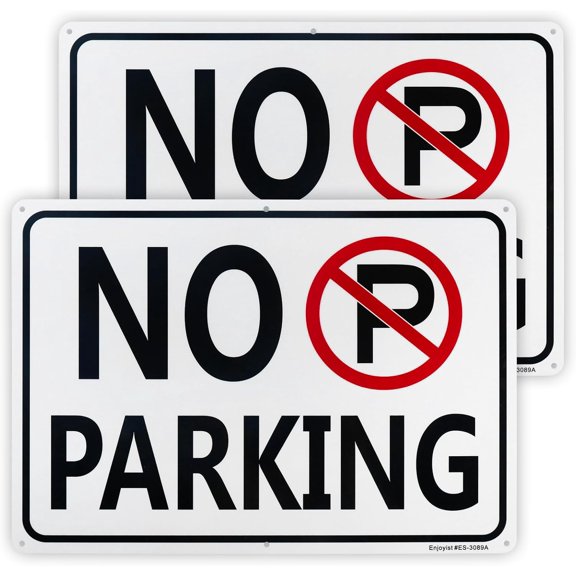2 Pack No Parking Sign, 12"x8" Rust Free Aluminum – Reflective, UV Protected and Weatherproof