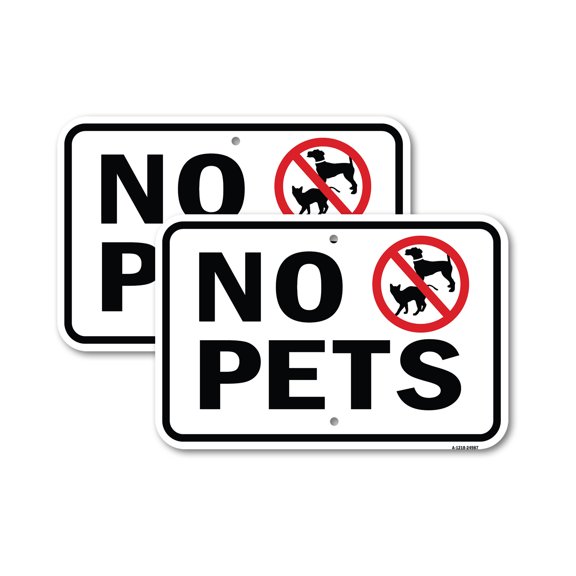 (2 Pack) No Pets | 18" X 24" Heavy-Gauge Aluminum Sign | Rust Free Aluminum, Weather Resistant, Waterproof, Fade Resistant, 2 Pre-drilled Holes