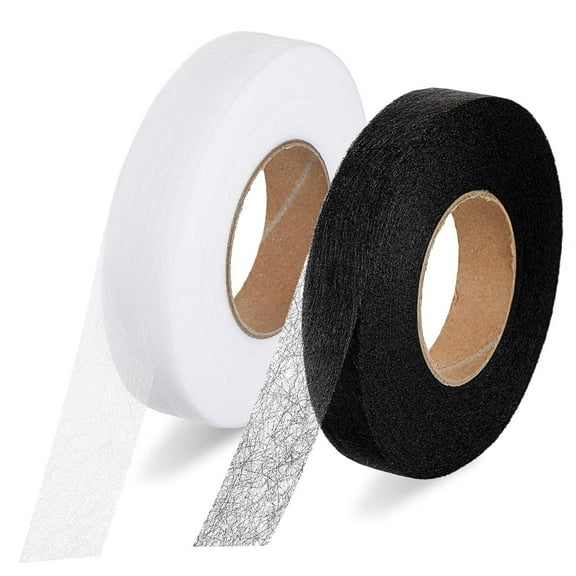 2-Pack No-Sew Iron-On Hem Tape – 140 Yards Total, Fusible Adhesive Wonder Web for Hemming Pants, Curtains, Clothes & Fabrics (Black+White)