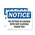 thumbnail image 1 of (2 Pack) No Sitting In Lounge With Wet Clothes Thank You OSHA Notice Sign 14 Inch X 10 Inch Vinyl Label Decal Sticker Weather Resistant, UV Protected for Workplace, Business, and, 1 of 7