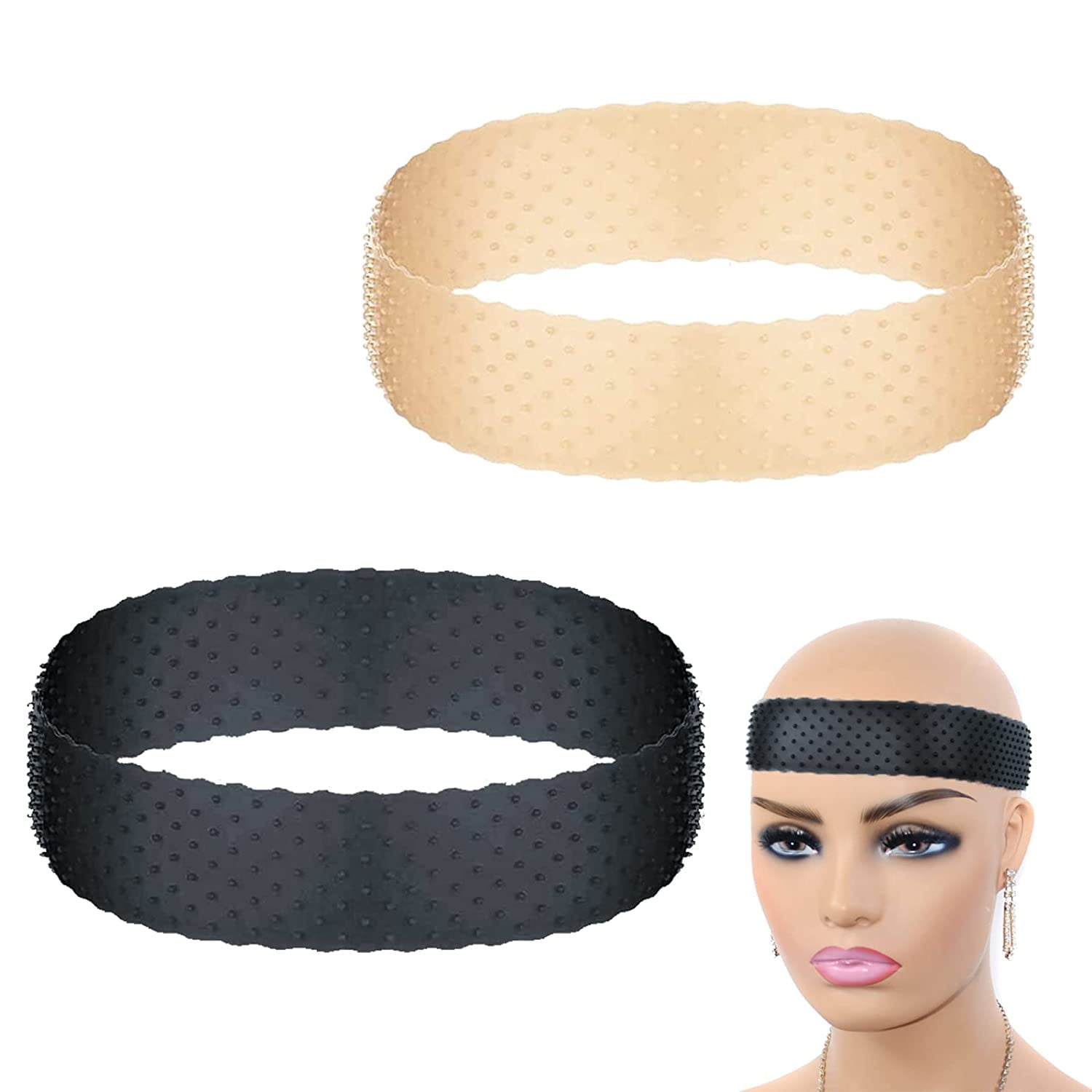 2 Pcs Silicone Grip Wig Band Adjustable Silicone Wig Headband Fix Non-slip Wig  Bands Seamless Wig Band Wig Grip Band