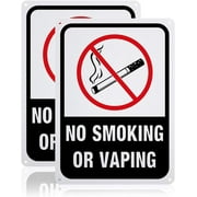 2 Pack No Smoking or Vaping Warning Signs 7x10 inches 40 Mil Aluminum Stop Smoking Signs for Indoor or Outdoor Use Reflective UV Protected Waterproof and Fade Resistance