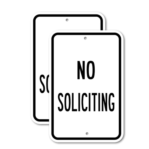 (2 Pack) No Soliciting | 12" X 18" Heavy-Gauge Aluminum Sign | Rust Free Aluminum, Weather Resistant, Waterproof, Fade Resistant, 2 Pre-drilled Holes
