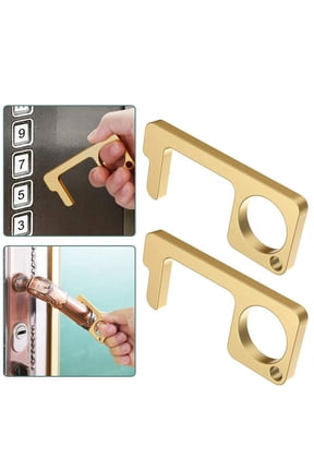 2 Pack No Touch Door Opener Button Pusher Germ Free Key Chain Gold