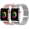 thumbnail image 1 of 2 Pack Noir Apple Watch Band 38/40mm Milanese Loop iWatch Band for Series SE 6 5 4 3 2 1 - Pink/Silver, 1 of 5