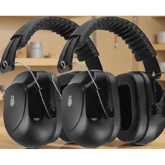 2 Pack Noise Reduction Earmuffs, 34dB Hearing Protection, Foldable Ear Muffs for , Construction, Mowing