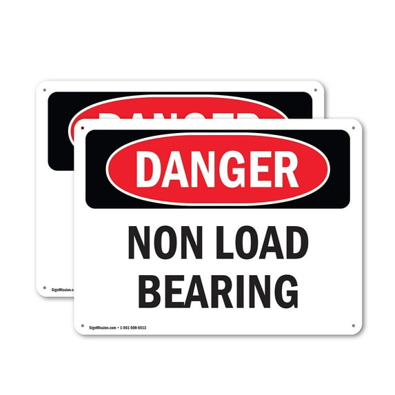 (2 Pack) Non Load Bearing OSHA Danger Sign 14 Inch X 10 Inch Plastic Sign, Weather Resistant, UV Protected for Workplace, Business, and Construction Site, Made in the USA