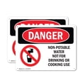 thumbnail image 1 of (2 Pack) Non-Potable Water Not For Drinking Cooking OSHA Danger Sign 10 Inch X 7 Inch Indoor / Outdoor Rust-Free Aluminum Metal Signs for Workplace, Workshop, and Construction Site, Made in the USA, 1 of 8