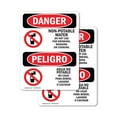 thumbnail image 1 of (2 Pack) Non-Potable Water No Drinking Bilingual OSHA Danger Sign, 1 of 7