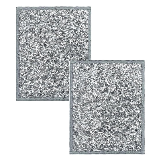 2-Pack Non-Scratch Wire Dishwashing Cloths, 14×17cm Rectangular Silver Mesh Scrubbing Sponge with Edge Lock, Reusable Multipurpose Kitchen Cleaning Cloths for Dishes, Pots, Sinks