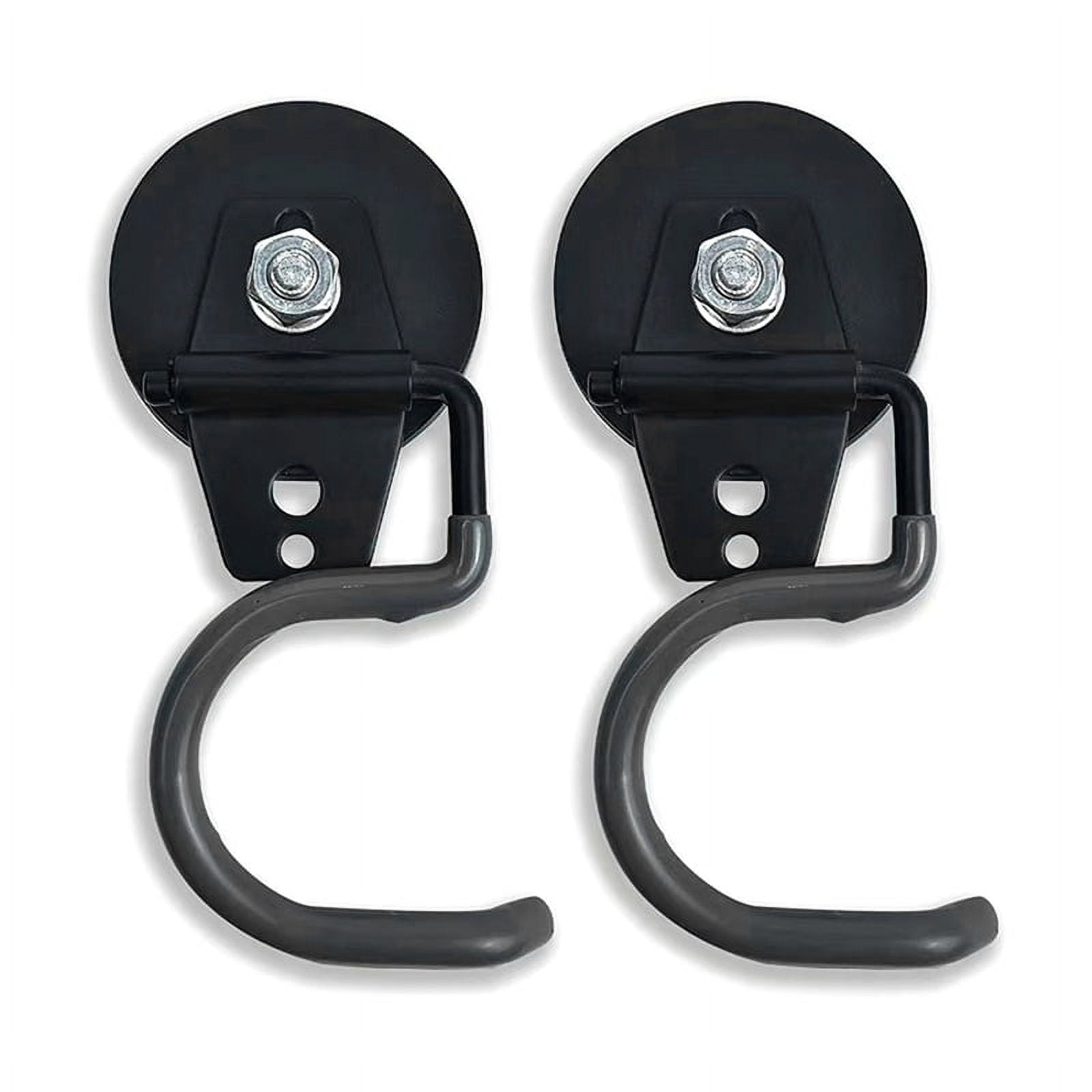 2 Pack Non-Slip Garage Storage Hooks Heavy Duty Strong Iron Magnetic Broom Mop Tool Holder Garden Hoe Holder Black