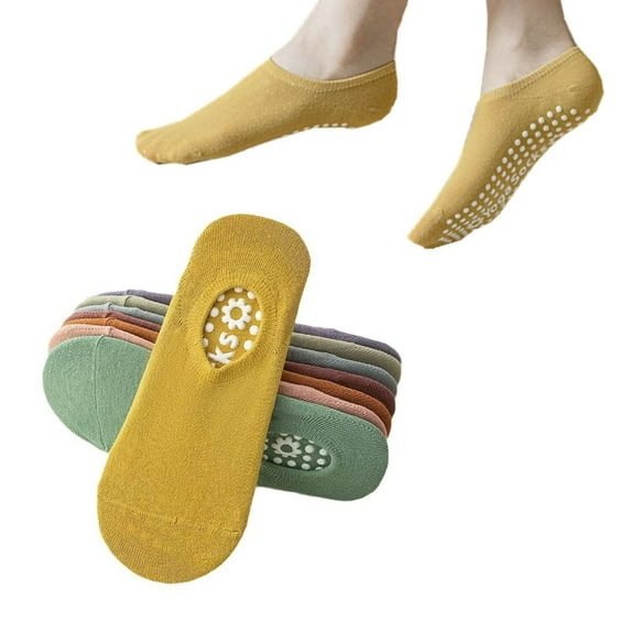 2 Pack Non Slip Yoga Pilates Fitness Hospital Grip Socks for Women Men, Non Skid Barre Dance Ankle Cushioned Sock B208