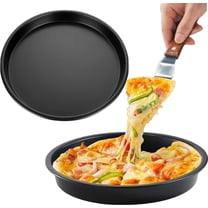 2 Pack Non-Stick Dish Pizza Pan,Bexikou Baking Pan Pizza Baking Tray, Carbon Steel Pizza Tray Round Baking Sheet for Oven, Dishwasher Safe (7inch)