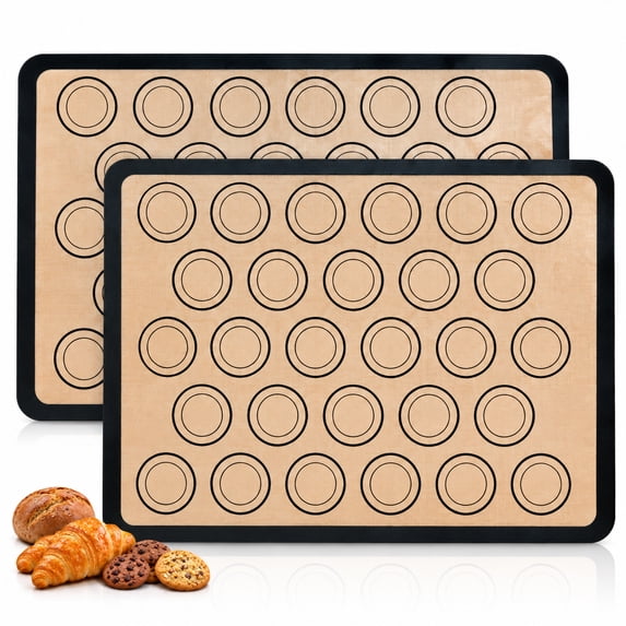 2 Pack Non-Stick Silicone Baking Mats with Macaron Circle Markers ...