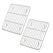 2 Pack Non-stick Baking Rack,Small Cooling Racks for Cooking Grilling,Stainless Steel Roasting Drying Rack,Easy to Clean Grill Wire Rack for Toaster Oven Use