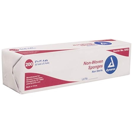 2 Pack - NonWoven Sponge Dynarex NonWoven 4Ply 2 X 2" Square NonSterile