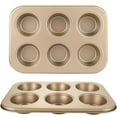 thumbnail image 1 of 2 Pack Nonstick Muffin Cupcake Pan,Bexikou Carbon Steel Cupcake Pan, 6 Cup Baking Mold Cupcake Bakeware Pan for Making Muffins or Cupcakes, 1 of 7