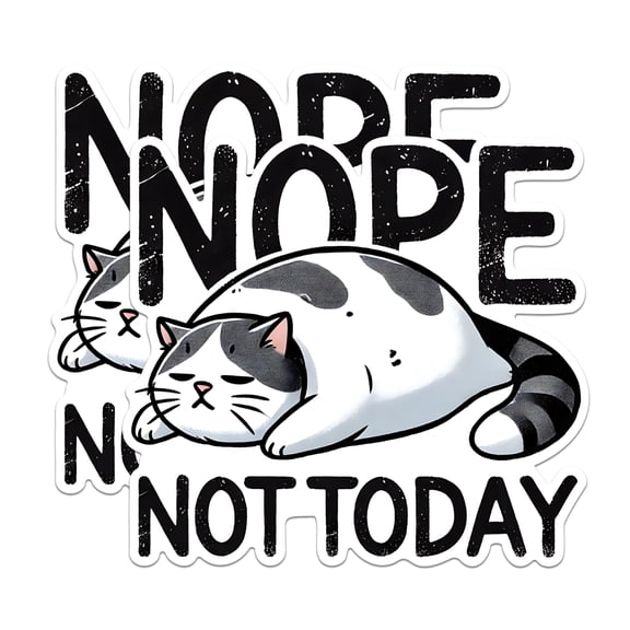 (2 Pack) Nope Not Today Magnets - Funny Cat Magnets - Lazy Cat Design Magnets- 5" On Longest Side - for Fridges, Toolboxes, Cars - Made in USA - MAG2785