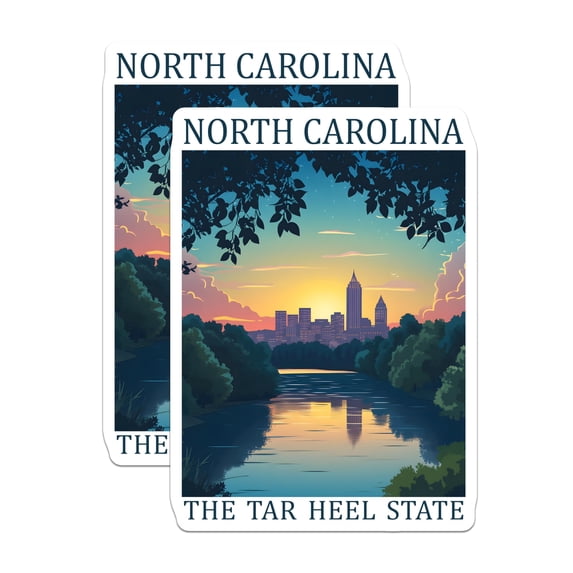 (2 Pack) North Carolina Magnets - Tar Heel State - Raleigh Skyline Souvenir - 5" On Longest Side - Premium Magnet - for Cars, Refrigerators, Toolboxes, Lockers - Made in USA - MAG18288