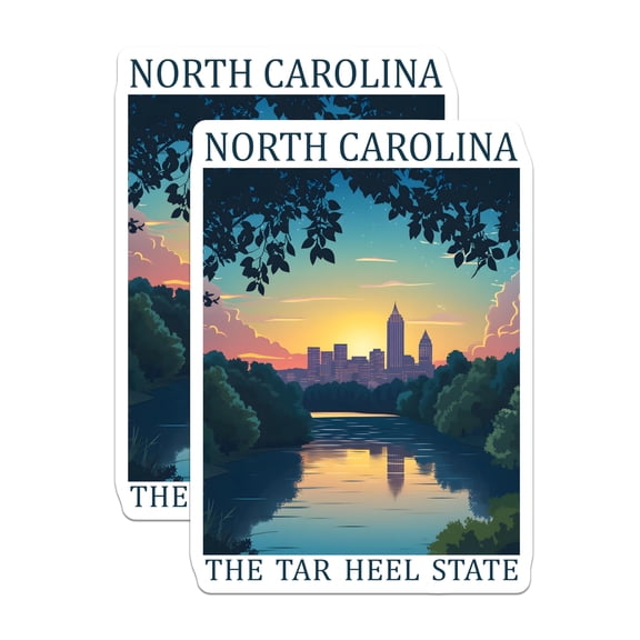 (2 Pack) North Carolina Magnets - Tar Heel State - Raleigh Skyline Souvenir - 5" On Longest Side - Premium Magnet - for Cars, Refrigerators, Toolboxes, Lockers - Made in USA - MAG18288