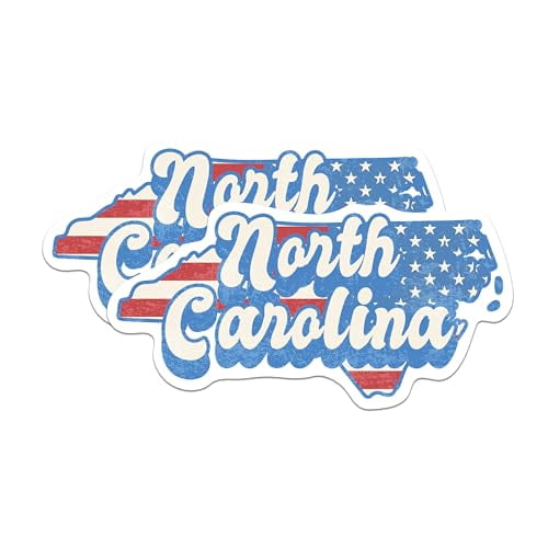 (2 Pack) North Carolina State Outline Stickers - Shape with USA Flag ...
