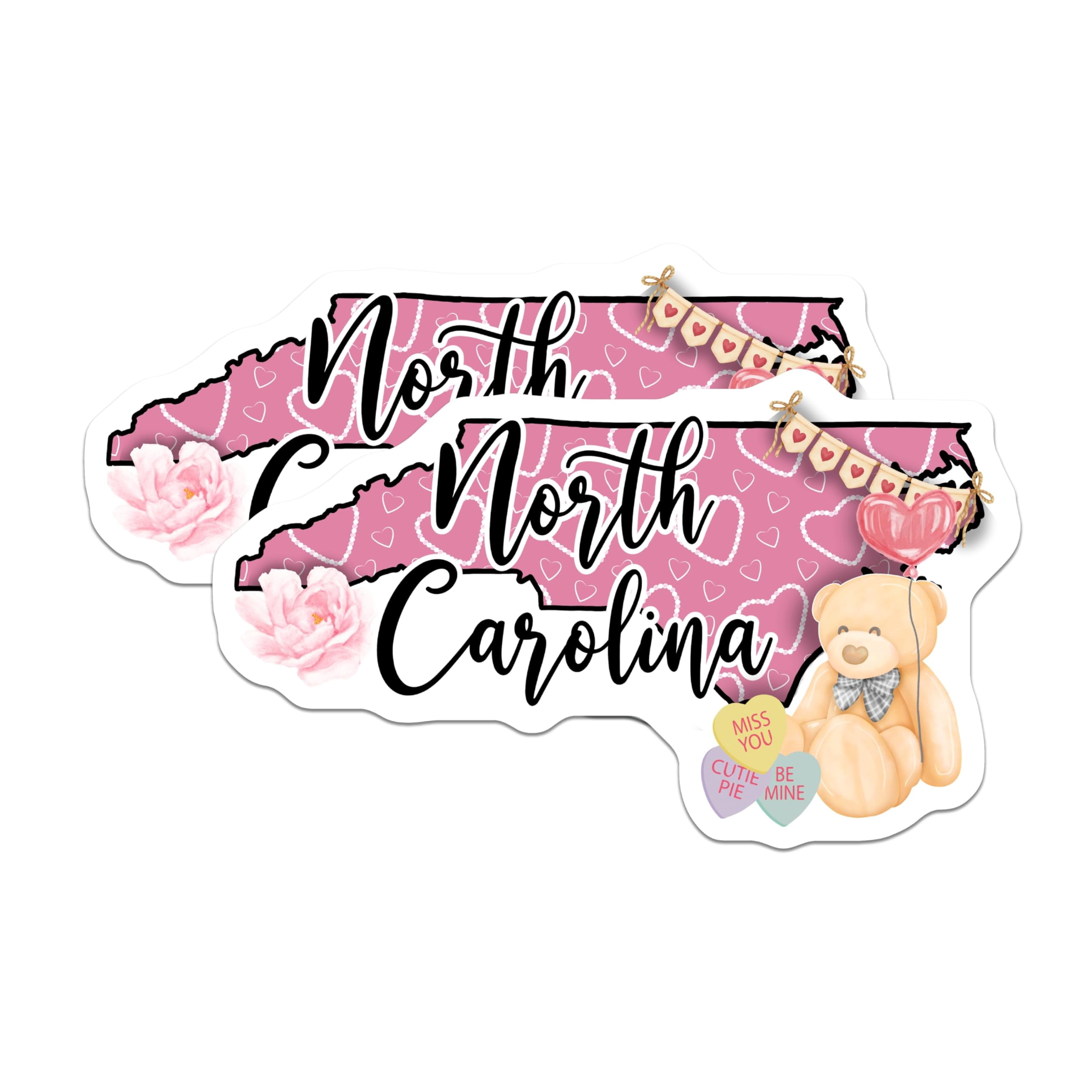 (2 Pack) North Carolina Stickers - Teddy Bear - NC State Pride Stickers ...