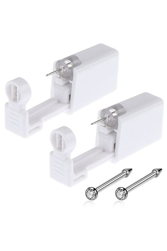 2 Pack Nose Piercing Kit, Disposable Safety Nose Piercing Gun Kit with 20pcs Nose Stud Ring Nose Piercing Gun Tool for Piercing Supplies