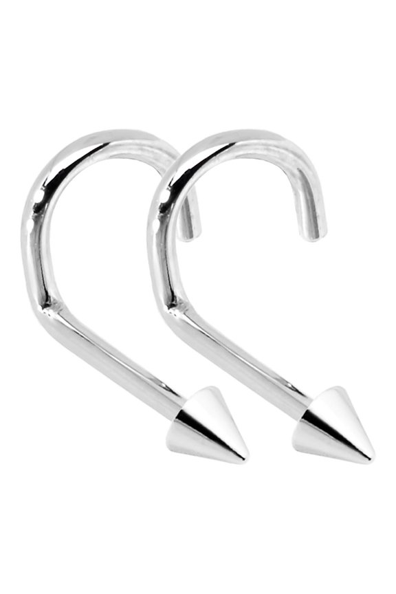 2-Pack Nose Piercing Screws - 18G Spike End - 316L Surgical Steel
