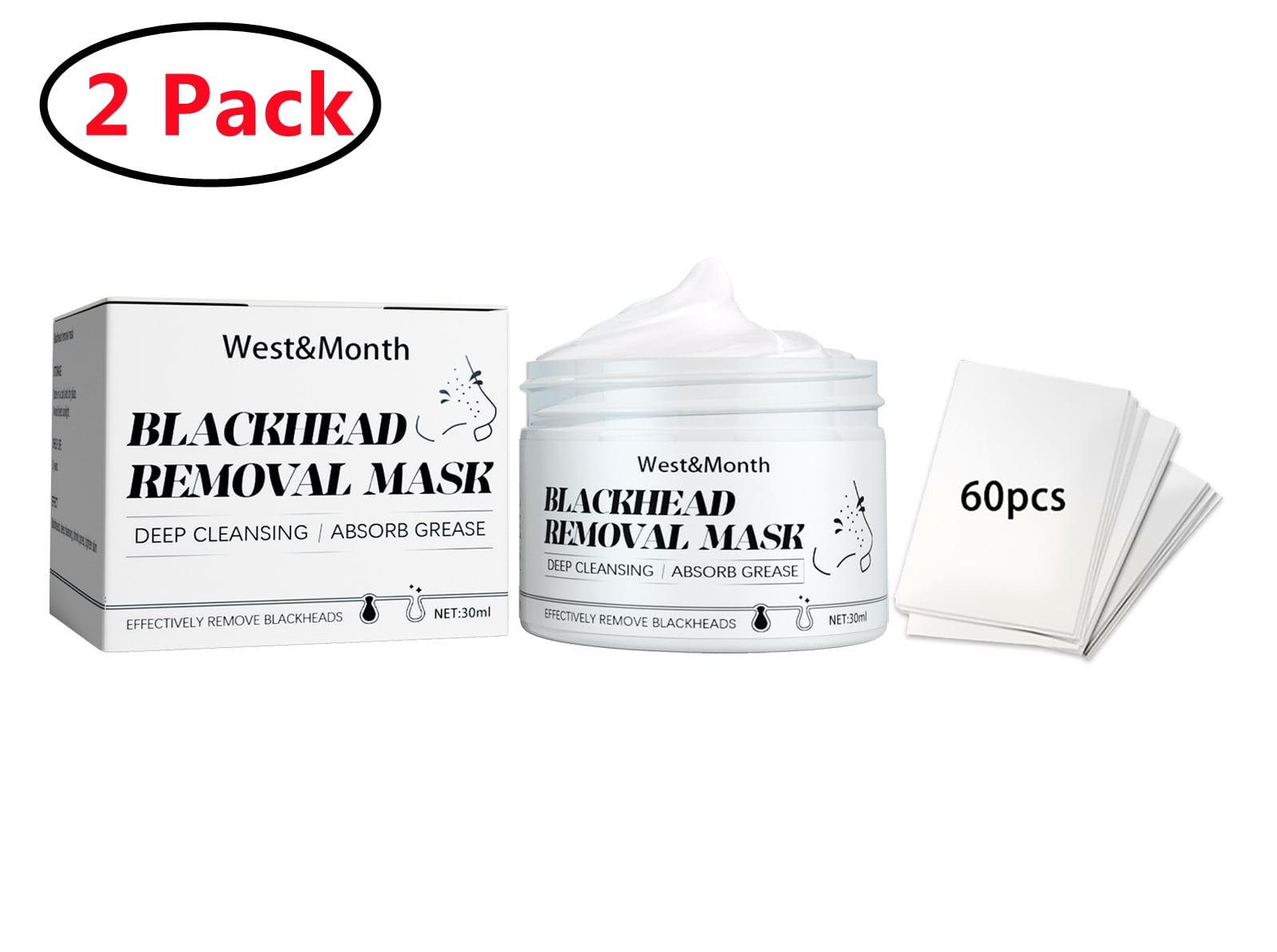 2 Pack Nose Plant Pore Strips, Blackhead Remover Mask Pore Strips ...