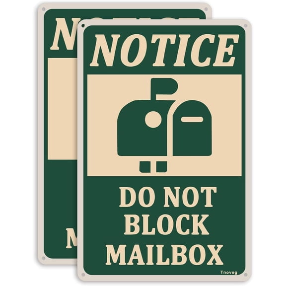 2-Pack Notice Do Not Block Mailbox Sign 12x8 Inches Metal Reflective Sturdy Rust Aluminum Weatherproof Easy To Install UV Protected For Workplace Business Construction Site
