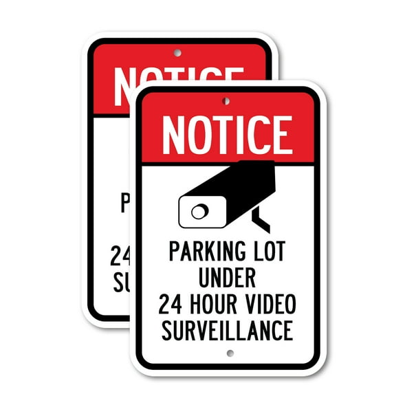 (2 Pack) Notice Parking Lot Under 24 Hour Video Surveillance | 18" X 24" Heavy-Gauge Aluminum Sign | Rust Free Aluminum, Weather Resistant, Waterproof, Fade Resistant, 2 Pre-drilled Holes