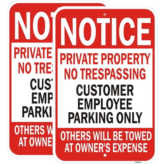 2 Pack Notice Private Property No Trespassing Customer/Employee Parking Only Signs. 18 x 12 Inch Others Towed Warning Sign. Customer Parking Reflective Rust Free Aluminum, Weatherproof & UV Protected