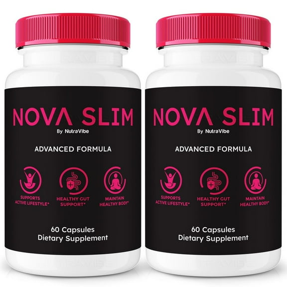 (2 Pack) Nova Slim Capsules  Gentle Gut & Digestive Support Formula for Balance & Wellness | Easy-to-Take Capsules (120 Capsules)