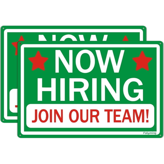2 Pack Now Hiring Join Our Team Sign Help Wanted Hiring Signs For Business Office Store Recruitment Yard Outdoor Use 12x 18 inches Rust Free Aluminum UV Protected Weatherproof Easy to Install
