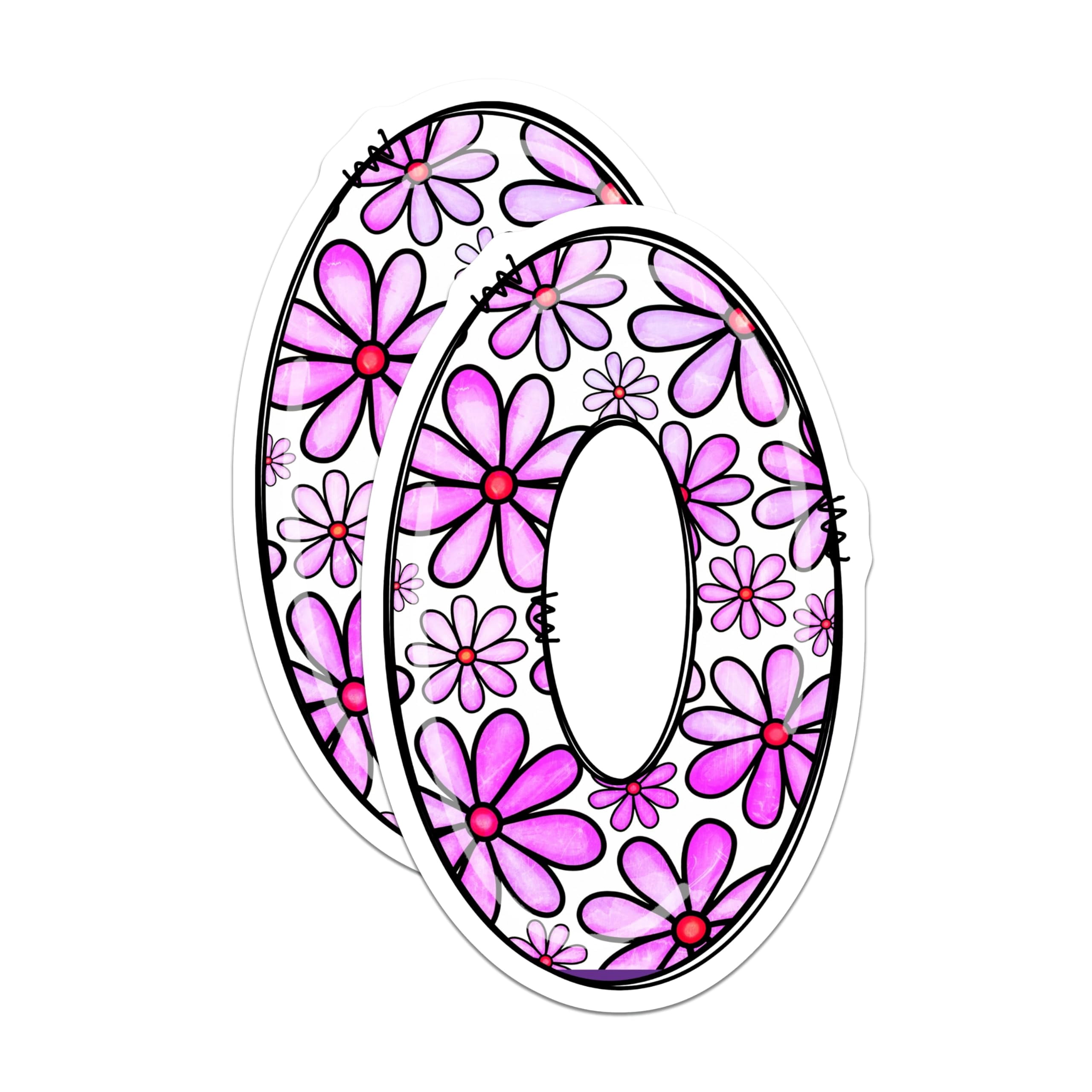 (2 Pack) Number 0 Stickers - Floral Initial Stickers - Zero Digit ...