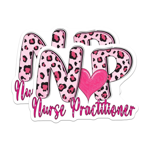 (2 Pack) Nurse Practitioner Magnets - Pink Leopard NP Decor - Healthcare Professional Recognition - Medical Staff Accessory - 5 Inches On Longest Side - Thick Durable Magnet - Made in USA - MAG19212