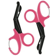 2 Pack Nurses Scissors - 7.5 inch Bandage Scissors for Nurses with Carabiner, Fluoride-Coated Non-Stick Blades Stainless Steel Trauma Shears for Nurses, Doctors