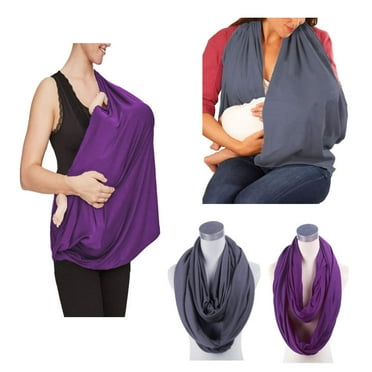 2 Pack Nursing Cover Breastfeeding Cover Breast Feeding Cover ups Infinity Scarf, Lightweight Soft Breathable Udder Cover Light car-seat Stroller Canopy mom Baby Essentials (Light Gray Orange)