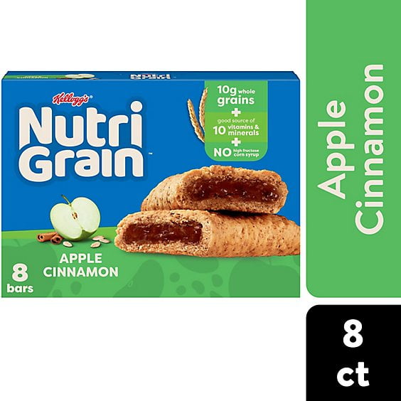 2 Pack Nutri-Grain Breakfast Bars Apple Cinnamon Made with 10g Whole Grains - 8 - 10.4 Oz