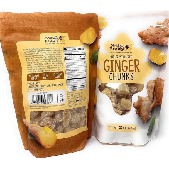 2 Pack Nutty & Fruity Ginger Chunks NET WT. 32 OZ EACH