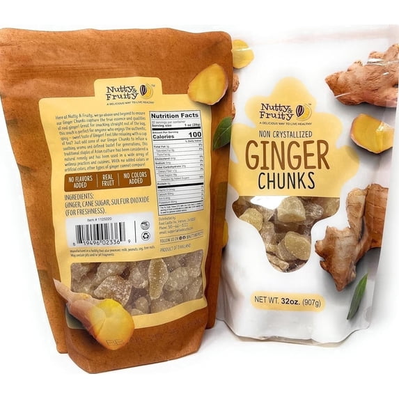 2 Pack Nutty & Fruity Ginger Chunks NET WT. 32 OZ EACH