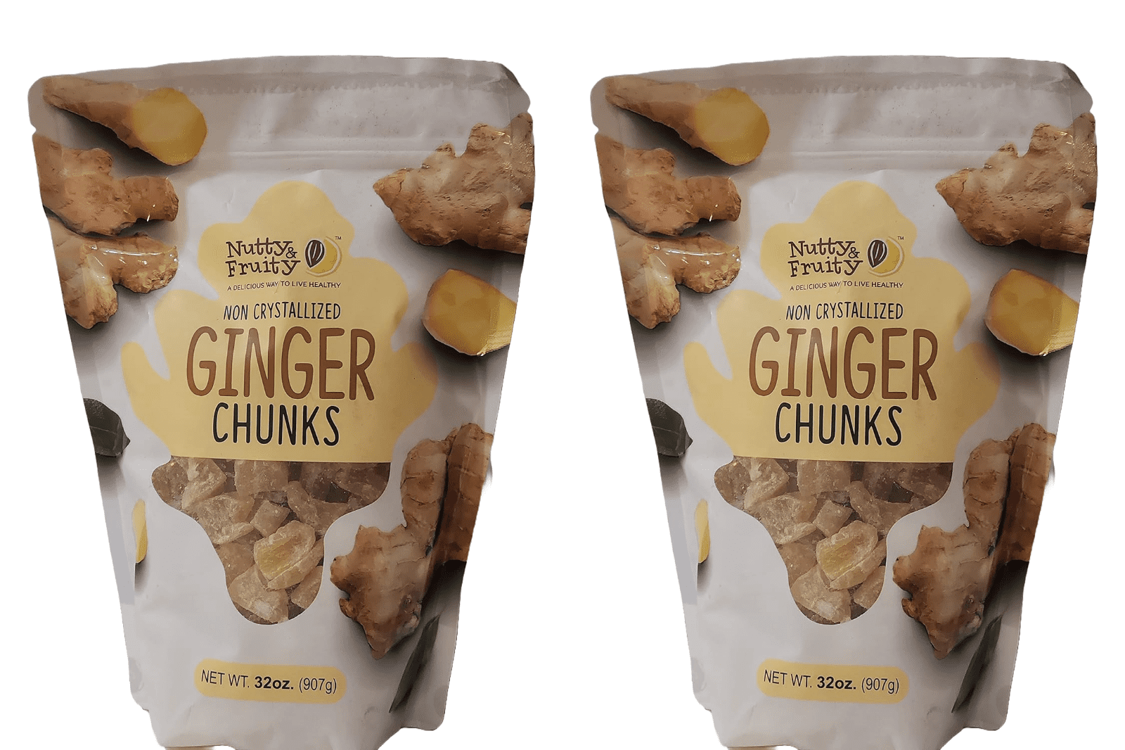 2 Pack Nutty & Fruity Ginger Chunks NET WT. 32 OZ EACH