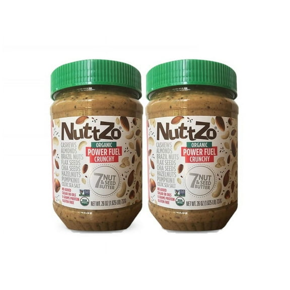 2 Pack | Nuttzo Organic 7 Nut & Seed Butter, Power Fuel Crunchy, 26 oz.