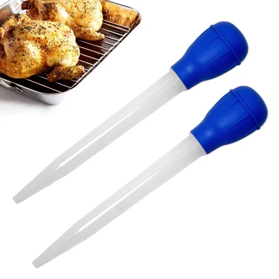 2 Pack Nylon Heat Resistant Turkey Baster Rubber Bulb Kitchen Cooking Utensils