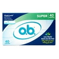 thumbnail image 1 of o.b. Tampons No Applicator, Unscented - 40ct, Applicator-Free Tampons Super, Feminine Care, Period Products - 2 Pack, 1 of 2